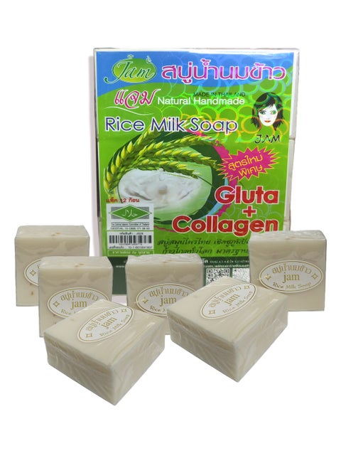 Gluta Collagen Thailand Rice Soap buy 10 get 2 free 12x65g Jam Rice Milk Soap Bar Gluta Collagen Brightening Face Body Natural Thai