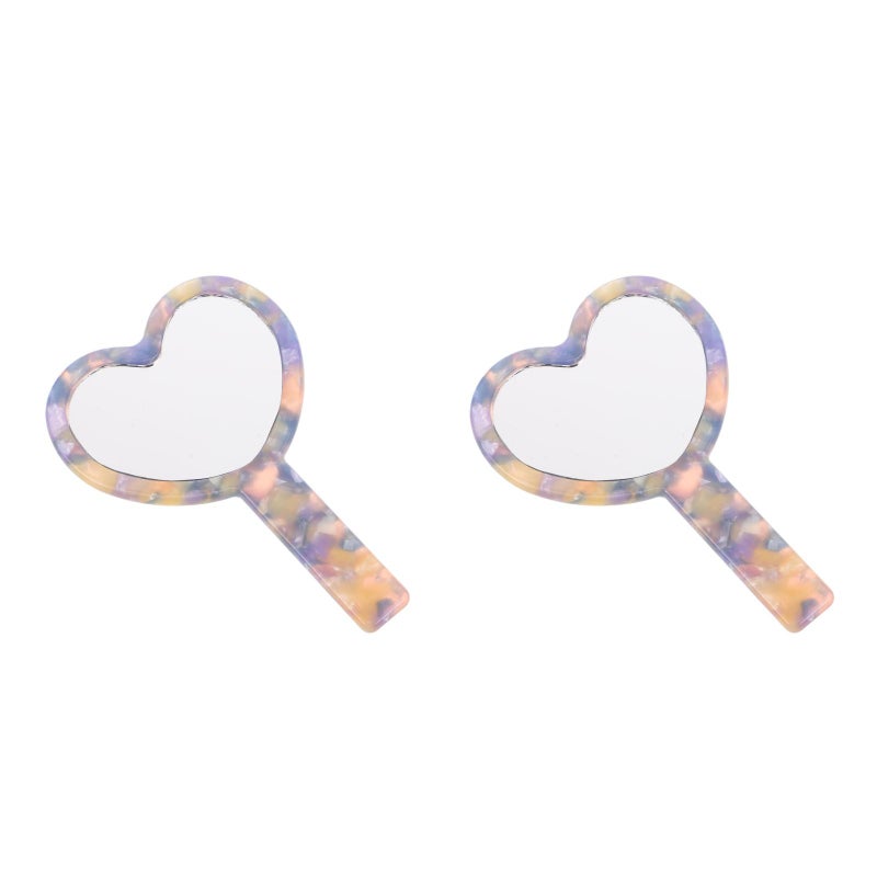 2pcs Heart Shaped Travel Mirror Acetate Board Makeup Hand Mirror Cute Handheld Cosmetic Mirror Small Handheld Mirrors for Travel Makeup - Image 1