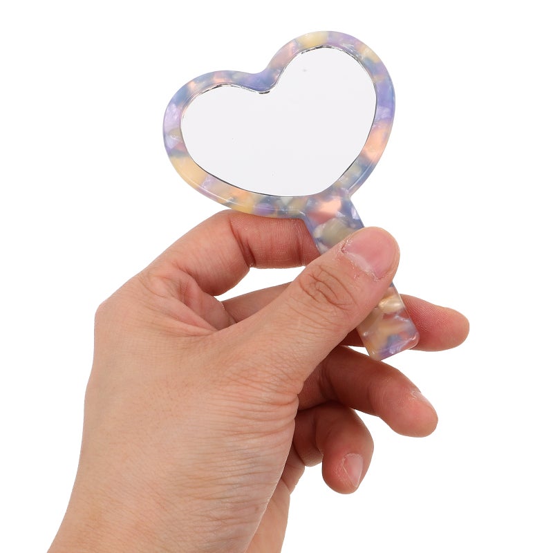 2pcs Heart Shaped Travel Mirror Acetate Board Makeup Hand Mirror Cute Handheld Cosmetic Mirror Small Handheld Mirrors for Travel Makeup - Image 5