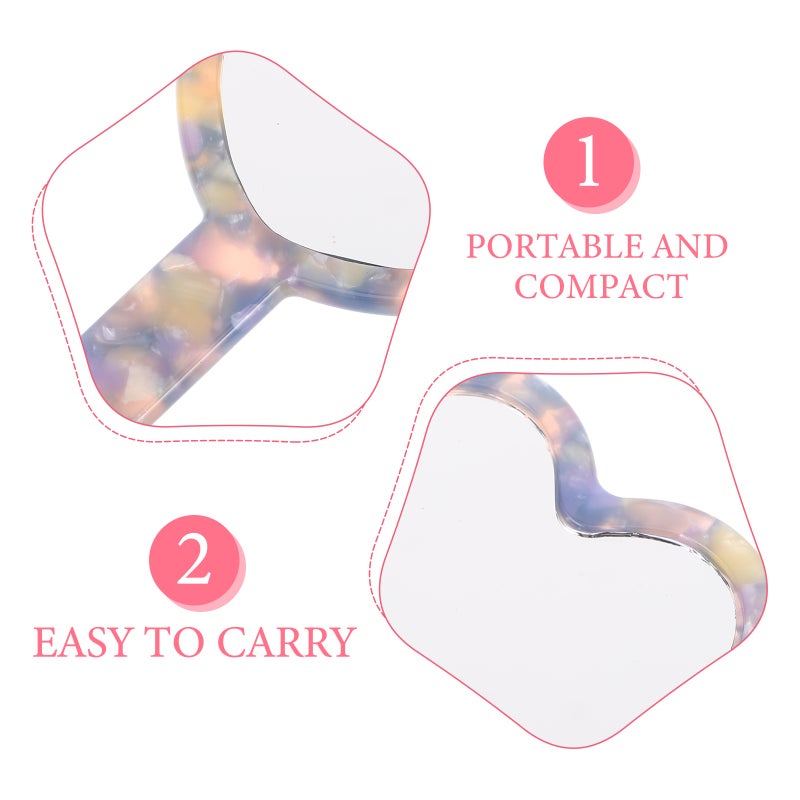 2pcs Heart Shaped Travel Mirror Acetate Board Makeup Hand Mirror Cute Handheld Cosmetic Mirror Small Handheld Mirrors for Travel Makeup - Image 3