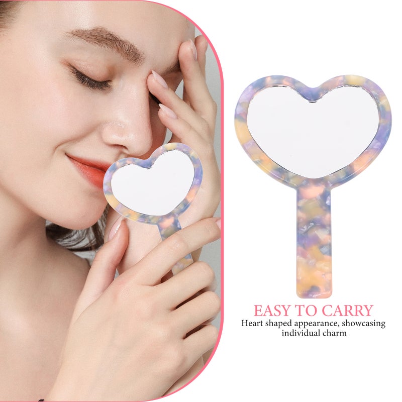 2pcs Heart Shaped Travel Mirror Acetate Board Makeup Hand Mirror Cute Handheld Cosmetic Mirror Small Handheld Mirrors for Travel Makeup - Image 2
