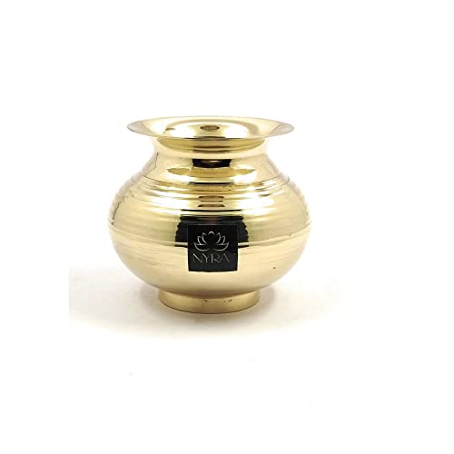 NYRA Peetal Brass Designer, Glossy Finish Heavy Water Storage Lota Gunj Kalash Chambu for Home/Kitchen/Pooja/Temple/Festival (Small - 600 ML) - Image 1