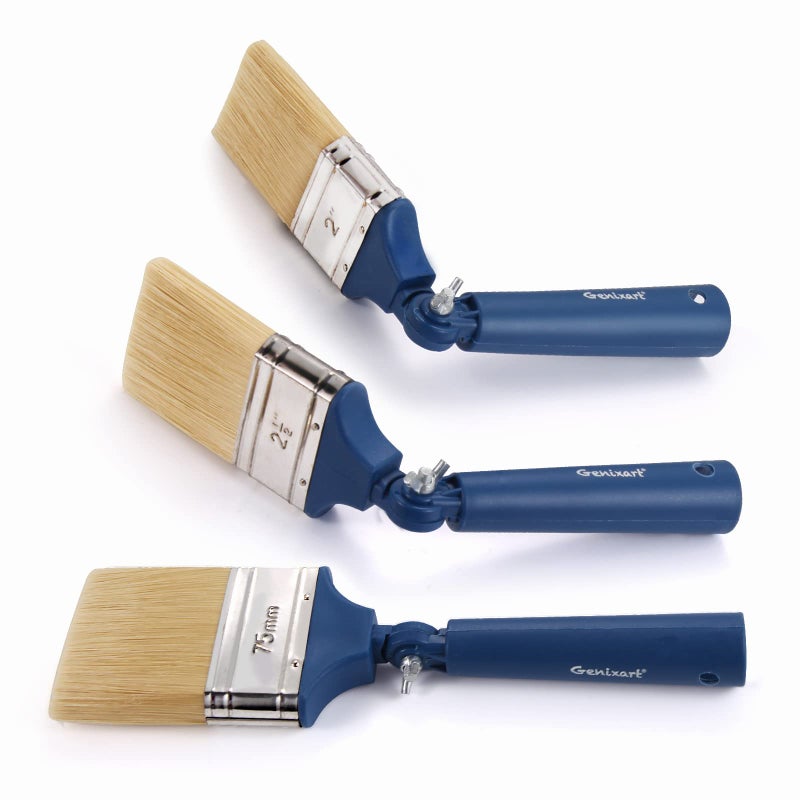 Genixart Extendable Paint Brushes for Walls & Ceiling, Multi Angle Adjustable Masonry Paint Brush for Fence Stain & Wood Varnish (3 Pack) - Image 1