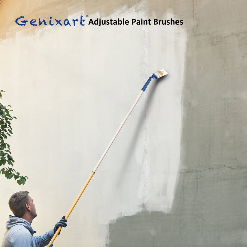 Genixart Extendable Paint Brushes for Walls & Ceiling, Multi Angle Adjustable Masonry Paint Brush for Fence Stain & Wood Varnish (3 Pack) - Image 4