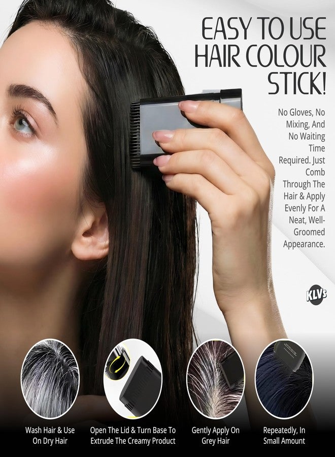 KLVS Hair Colour Comb Stick for Women Black, Hair Stick for Instant Hair Colour Touch Up, Quick Cover Root Touch Up Comb for White Hair Covering, Waterproof Stickm Temporary for Instant (Black Stick) - Image 3