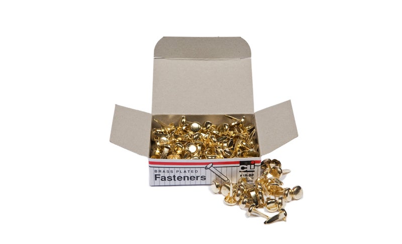 Charles Leonard Fasteners, Round Head, Brass Plated, 3/8 Inch Shank, 8 MM Head, 100-Pack (1R-BP)