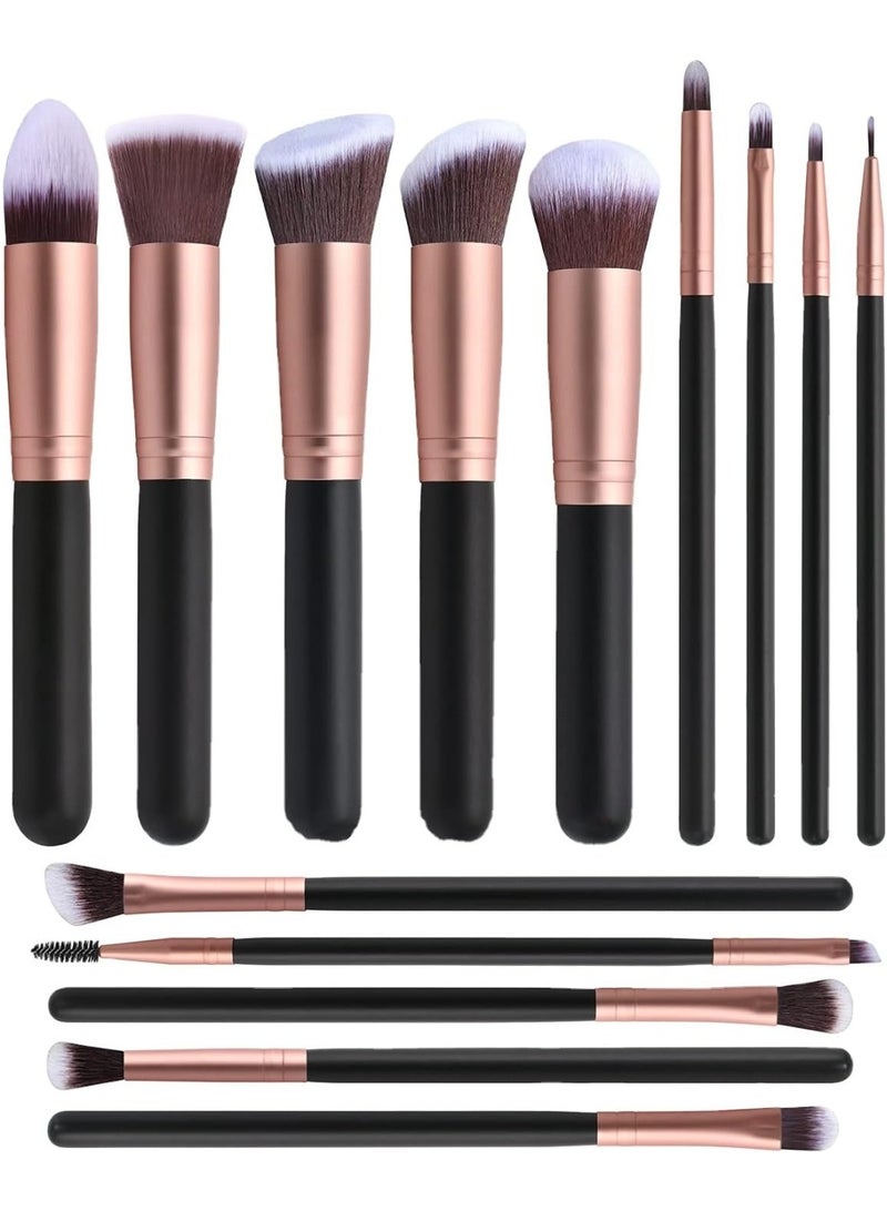 MOSH Professional Makeup Brush Set 14 Pieces | Soft Synthetic Brushes for Foundation, Eyeshadow, Blush & Contour | Rose Gold Makeup Brush Kit for Sensitive Skin - Image 1
