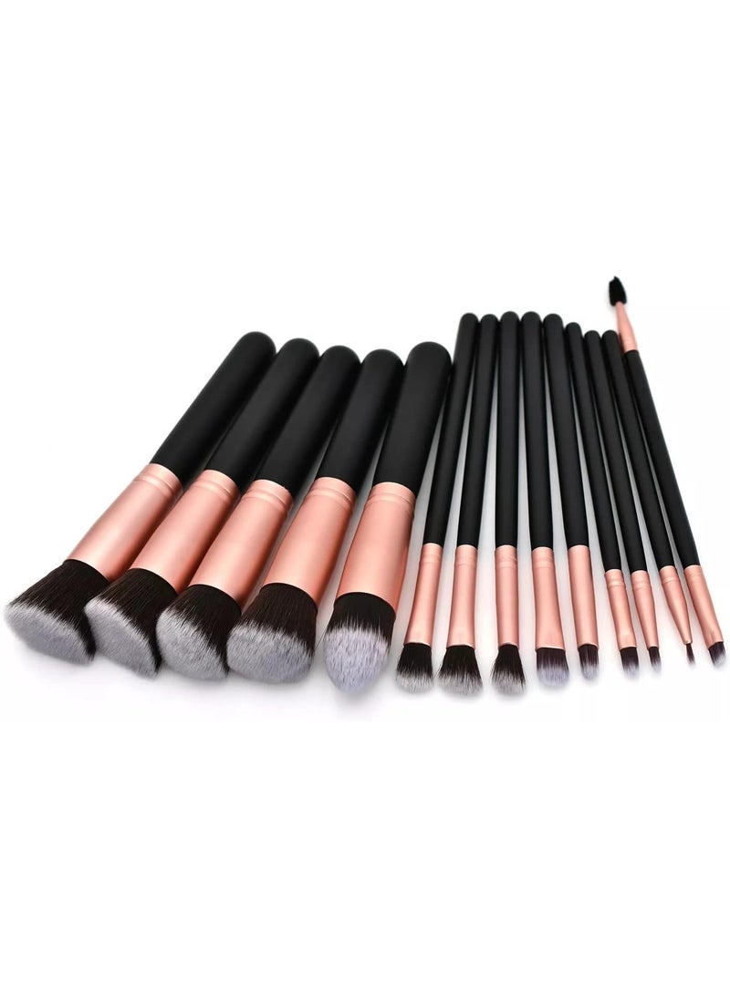 MOSH Professional Makeup Brush Set 14 Pieces | Soft Synthetic Brushes for Foundation, Eyeshadow, Blush & Contour | Rose Gold Makeup Brush Kit for Sensitive Skin - Image 4