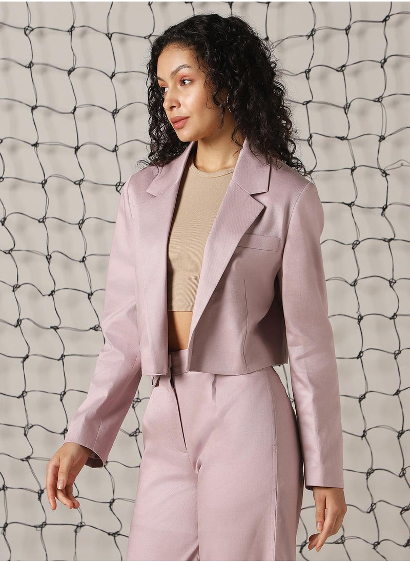 Hubberholme Women's Sea Fog Cotton Blend Solid Oversized Blazer  - Image 2