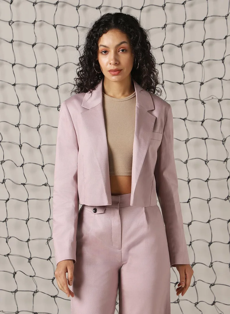هوبرهولمي Women's Sea Fog Cotton Blend Solid Oversized Blazer