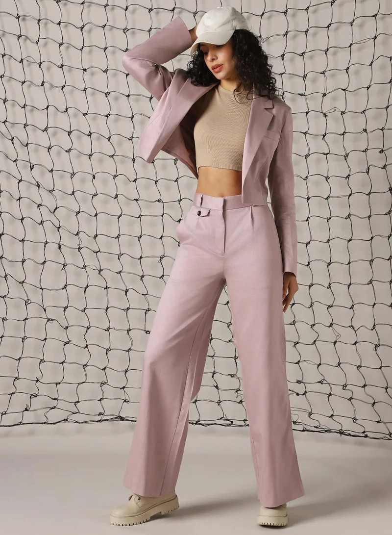 هوبرهولمي Women's Sea Fog Cotton Blend Solid Oversized Blazer
