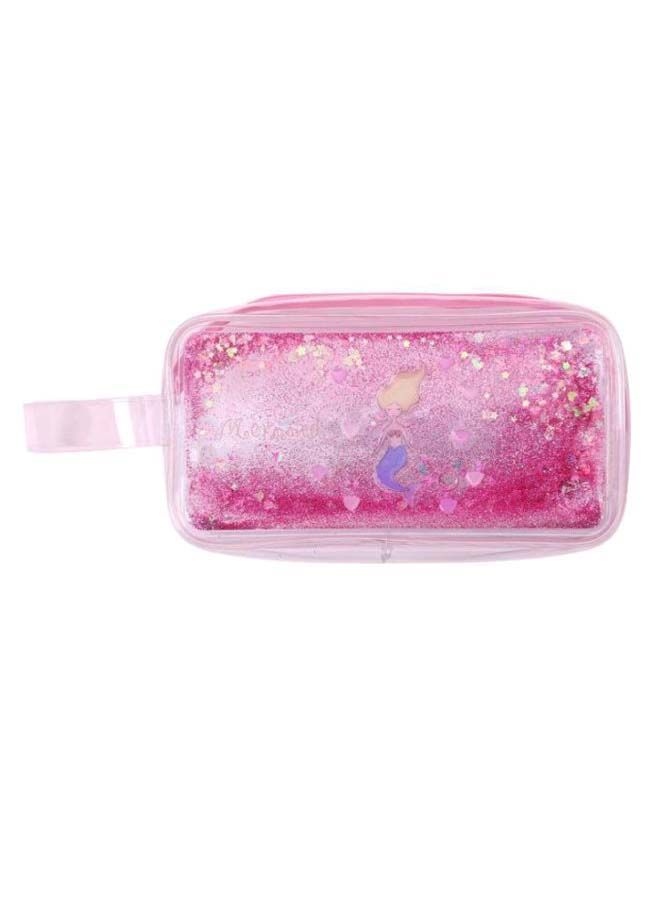 NIBEMINENT Sequins Pattern Mermaid Printed Pencil Case Pink - Image 1