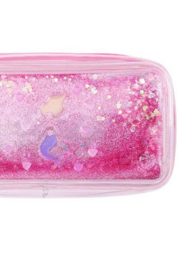 NIBEMINENT Sequins Pattern Mermaid Printed Pencil Case Pink - Image 2