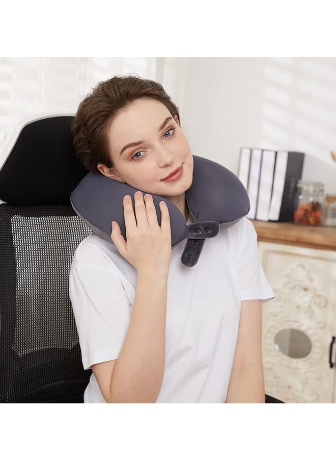 Arabest Travel Neck Pillow, Best Memory Foam Airplane Pillow for Head Support Soft Adjustable Pillow for Plane, Car & Home Recliner Use (Grey)  - Image 4