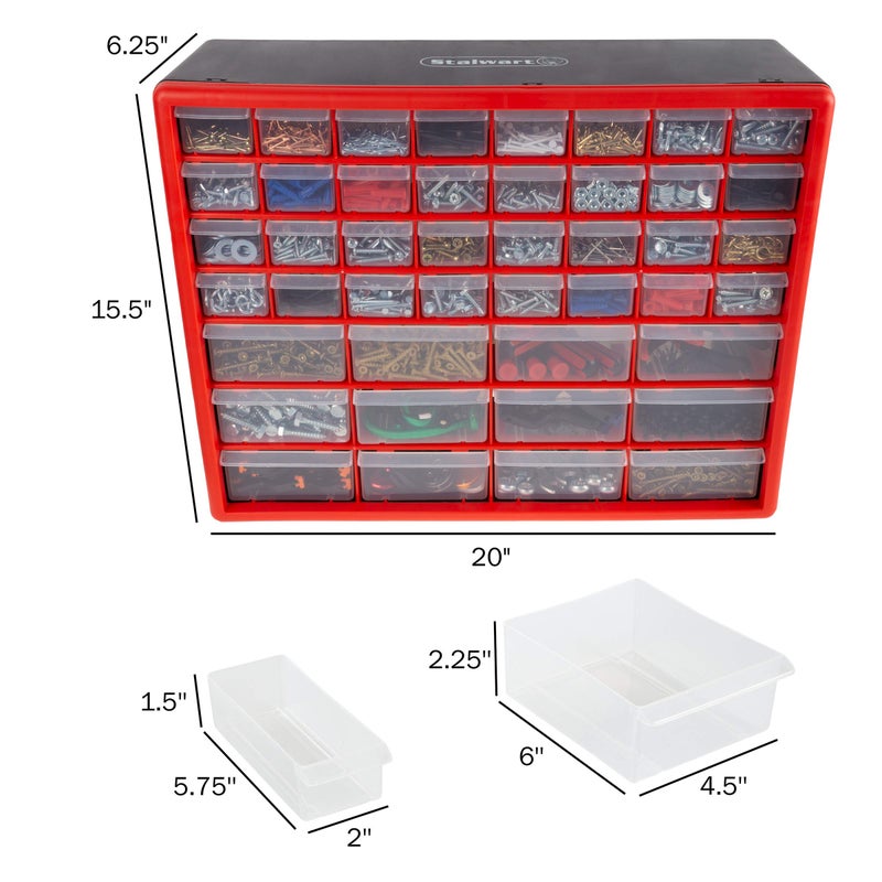 Stalwart Storage Drawers-44 Compartment Organizer Desktop or Wall Mountable Container for Hardware, Parts, Craft Supplies, Beads, Jewelry, and More by Stalwart - Image 2
