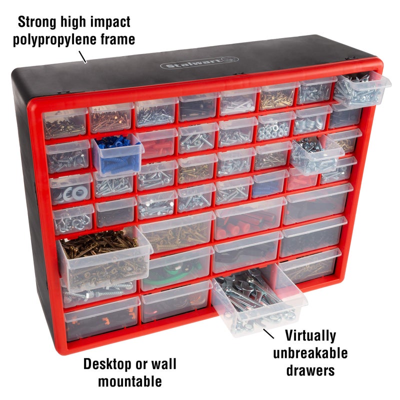 Stalwart Storage Drawers-44 Compartment Organizer Desktop or Wall Mountable Container for Hardware, Parts, Craft Supplies, Beads, Jewelry, and More by Stalwart - Image 3