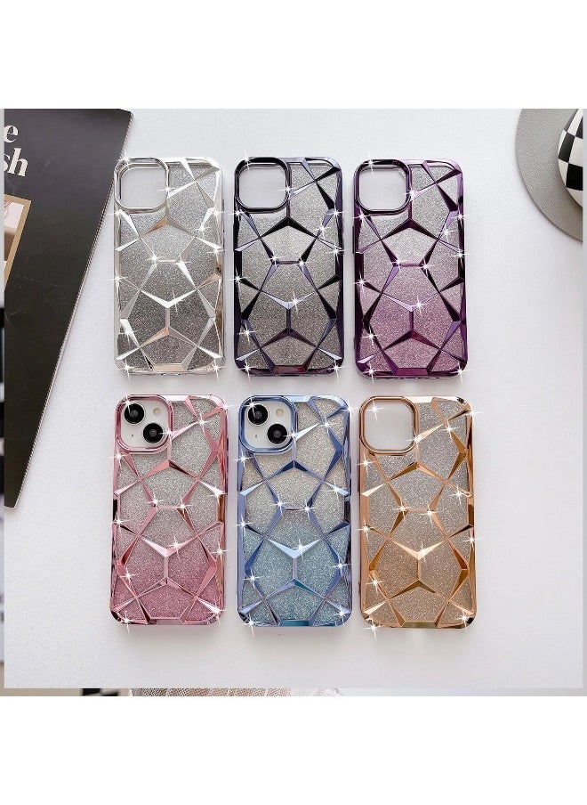 iPhone 13 Case for Plating Bling Gradient Glitter Clear iPhone Cover ,Soft TPU Cute Camera Protection Shockproof Back for Women Girls iPhone Case