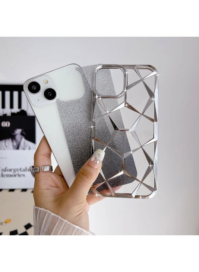 iPhone 13 Case for Plating Bling Gradient Glitter Clear iPhone Cover ,Soft TPU Cute Camera Protection Shockproof Back for Women Girls iPhone Case