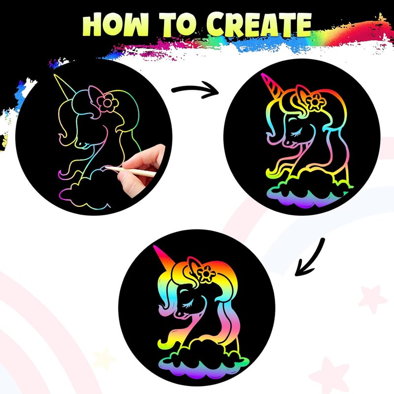 ZMLM 165 Rainbow Scratch Paper Art Notes: Kids Valentines Day Crafts Gifts Age 4 5 6 7 8 9 10 Years Old Girls Boys Toys Students Classroom Prizes School Activity Easter Basket Stuffers Essentials - Image 2