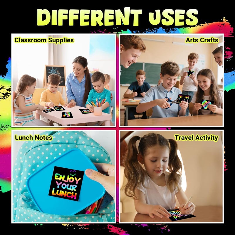 ZMLM 165 Rainbow Scratch Paper Art Notes: Kids Valentines Day Crafts Gifts Age 4 5 6 7 8 9 10 Years Old Girls Boys Toys Students Classroom Prizes School Activity Easter Basket Stuffers Essentials - Image 4