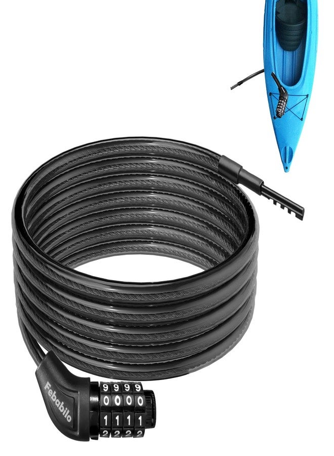 Febabilo Cable Lock, Extra Long Bike Lock (5ft to 25ft) with Resettable Combination, Straight Kayak Lock Anti-Theft, Unique Male Narrow Cable Lock Suitable Kayak, Scooter,Paddle Boards,Canoe,Jet Ski - Image 1