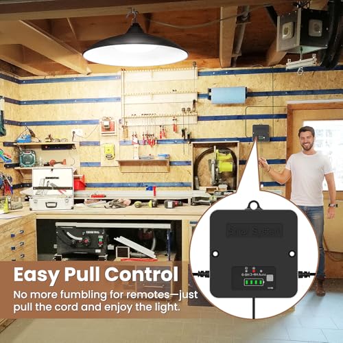 APILAB Solar Shed Light Indoor Outdoor, 2000LM Daytime Available Pendant Light with Pull String, Dusk to Dawn, 3 Lighting Modes Solar Lights Indoor, IP65 Waterproof for Barn, Gazebo, Shop, Garage - Image 2