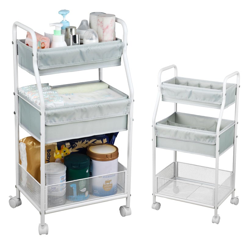 Moteph Rolling Utility Cart with Wheels - Baby Organizers for Nursery Essentials, Diaper Organizer, Art & Craft Storage, Book Cart (Without_Side_Storage) - Image 1