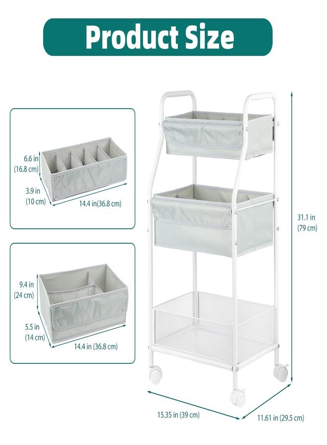 Moteph Rolling Utility Cart with Wheels - Baby Organizers for Nursery Essentials, Diaper Organizer, Art & Craft Storage, Book Cart (Without_Side_Storage) - Image 3