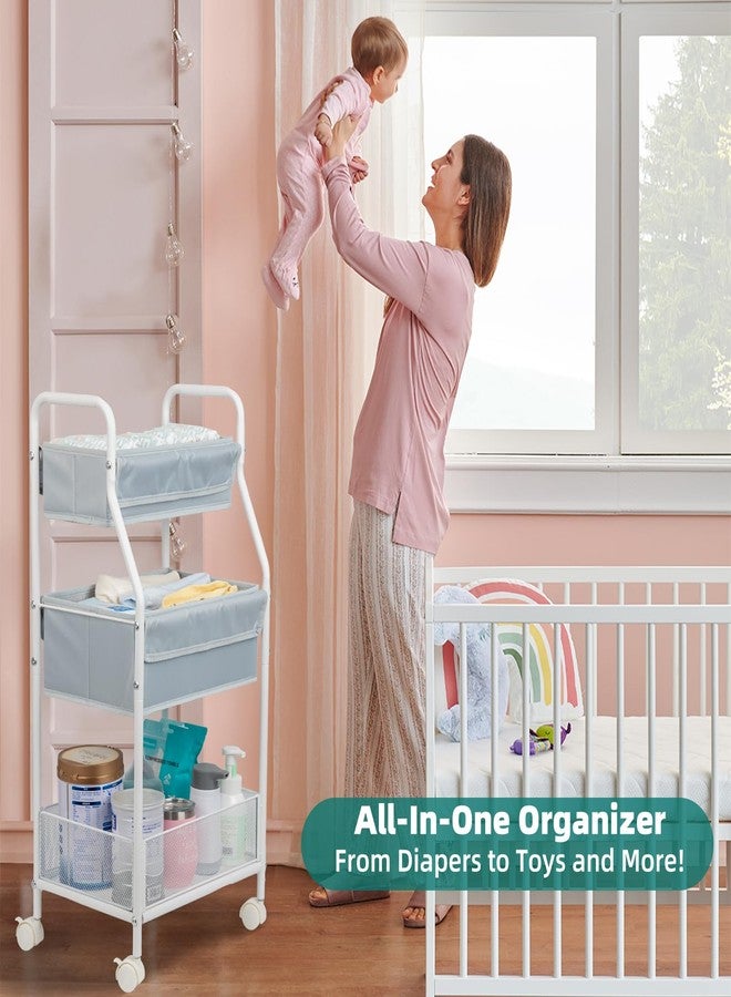 Moteph Rolling Utility Cart with Wheels - Baby Organizers for Nursery Essentials, Diaper Organizer, Art & Craft Storage, Book Cart (Without_Side_Storage) - Image 5