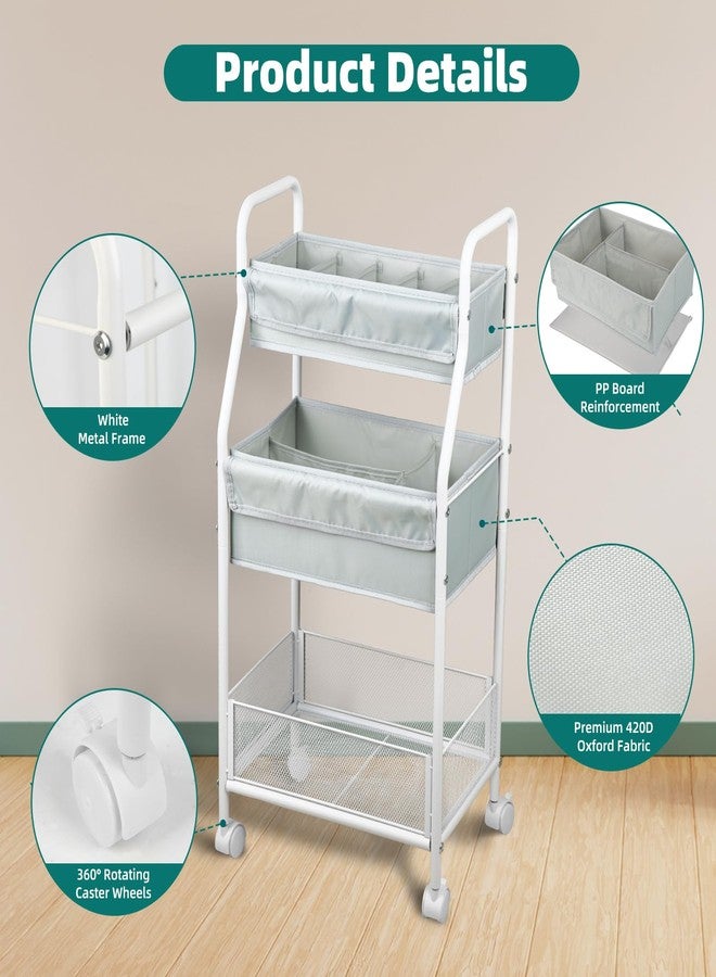 Moteph Rolling Utility Cart with Wheels - Baby Organizers for Nursery Essentials, Diaper Organizer, Art & Craft Storage, Book Cart (Without_Side_Storage) - Image 2