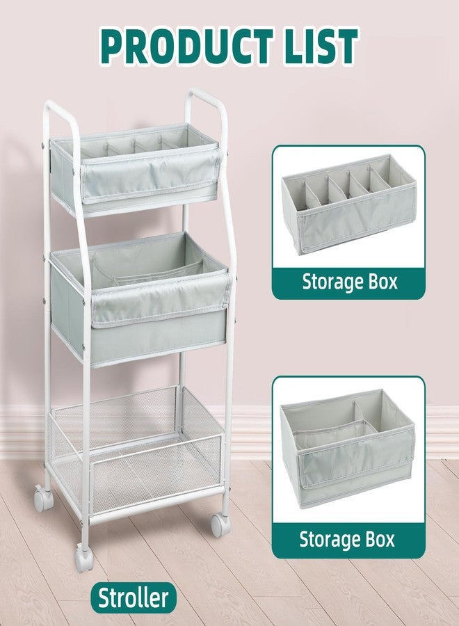 Moteph Rolling Utility Cart with Wheels - Baby Organizers for Nursery Essentials, Diaper Organizer, Art & Craft Storage, Book Cart (Without_Side_Storage) - Image 4