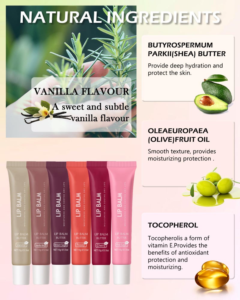 LYSdefeu Butter Tinted Lip Balm-3 Colors Vanilla Beige Brown Pink Sugar Lip Gloss,Clear Jelly Yummy Tint Lip Stain,Long Lasting Hydrating Glow Reviver Lip Care Oil, Christmas Makeup Gift for Women-Set A - Image 2