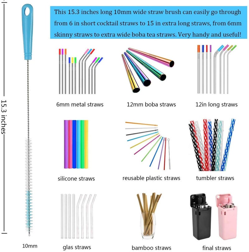 ALINK 8-Pack Bottle Cleaning Brush Set - Long Handle Bottle Cleaner for Washing Narrow Wine/Beer Bottle, Thermos, Hummingbird Feeder, Sport Well, Plus Kettle/Straw Brush - Image 4