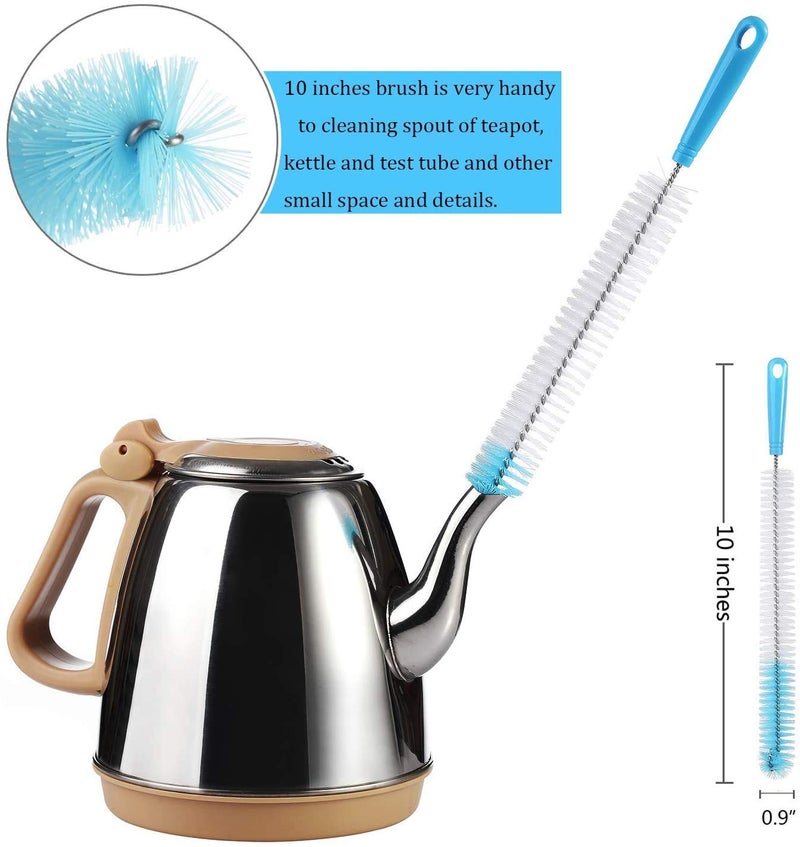 ALINK 8-Pack Bottle Cleaning Brush Set - Long Handle Bottle Cleaner for Washing Narrow Wine/Beer Bottle, Thermos, Hummingbird Feeder, Sport Well, Plus Kettle/Straw Brush - Image 5