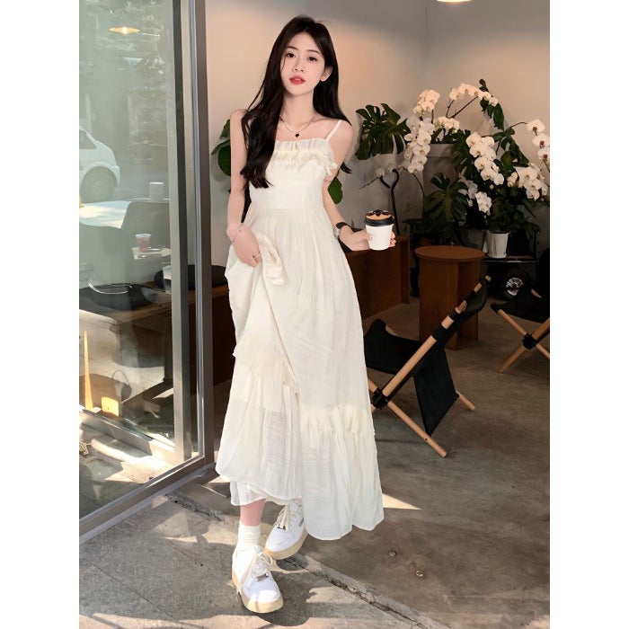 French Design Slip Dress Summer Fairy Vacation Long Skirt Picture Color