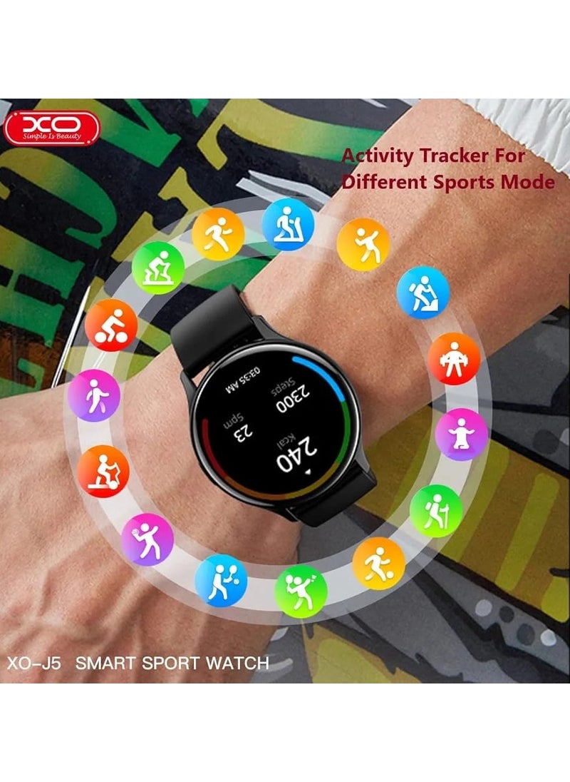 XO XO J5 Smart Watch for Men Women AMOLED screen Round Display Long Battery Life Fitness Tracker Heart Rate Sleep Monitor Multi Sports Modes Compatible with Android iPhone Smart Watches  - Image 2