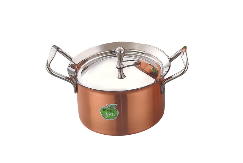 JVL وعاء/هندي من الفولاذ المقاوم للصدأ مع غطاء ومقبض مجموعة 750، 1100، 1700 مل، 3 قطع، مجموعة هندي من النحاس الكامل للطهي، مجموعة هندي للمطبخ، مجموعة هندي للتقديم JVL-NP-FC1 - Image 2