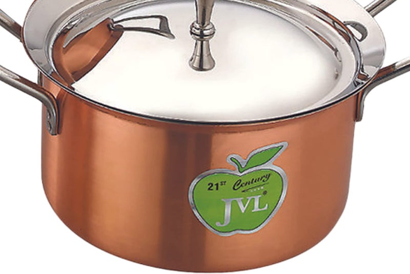 JVL وعاء/هندي من الفولاذ المقاوم للصدأ مع غطاء ومقبض مجموعة 750، 1100، 1700 مل، 3 قطع، مجموعة هندي من النحاس الكامل للطهي، مجموعة هندي للمطبخ، مجموعة هندي للتقديم JVL-NP-FC1 - Image 5