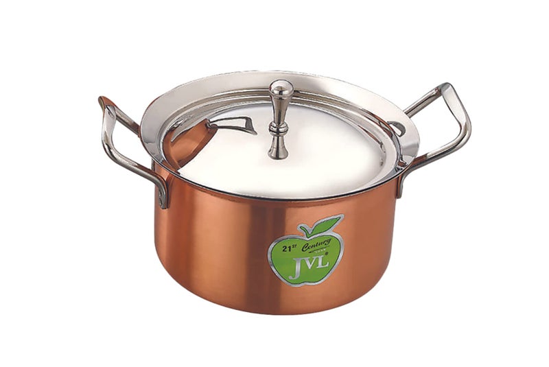 JVL وعاء/هندي من الفولاذ المقاوم للصدأ مع غطاء ومقبض مجموعة 750، 1100، 1700 مل، 3 قطع، مجموعة هندي من النحاس الكامل للطهي، مجموعة هندي للمطبخ، مجموعة هندي للتقديم JVL-NP-FC1 - Image 4