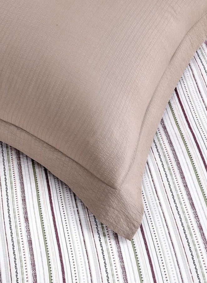 INREST Lace Stripe Single Comforter Set 170 × 230 cm Luxury 5 Pieces 100% Microfiber Beige Striped Lace Bedding Set - Image 3