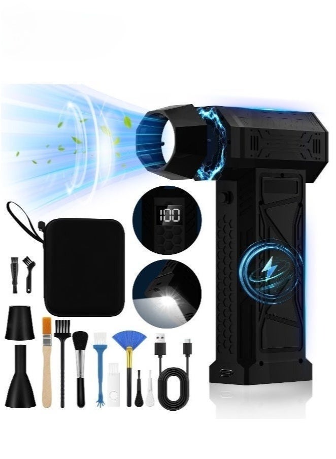 WALALLA Mini Air Blower 180000 RPM Portable Mini Jet Dry Blower, 4 Speeds Adjustable Electric Air Duster With with Flashlight 10000 mAh for Computer Keyboard,Outdoors,Car,Home - Image 1
