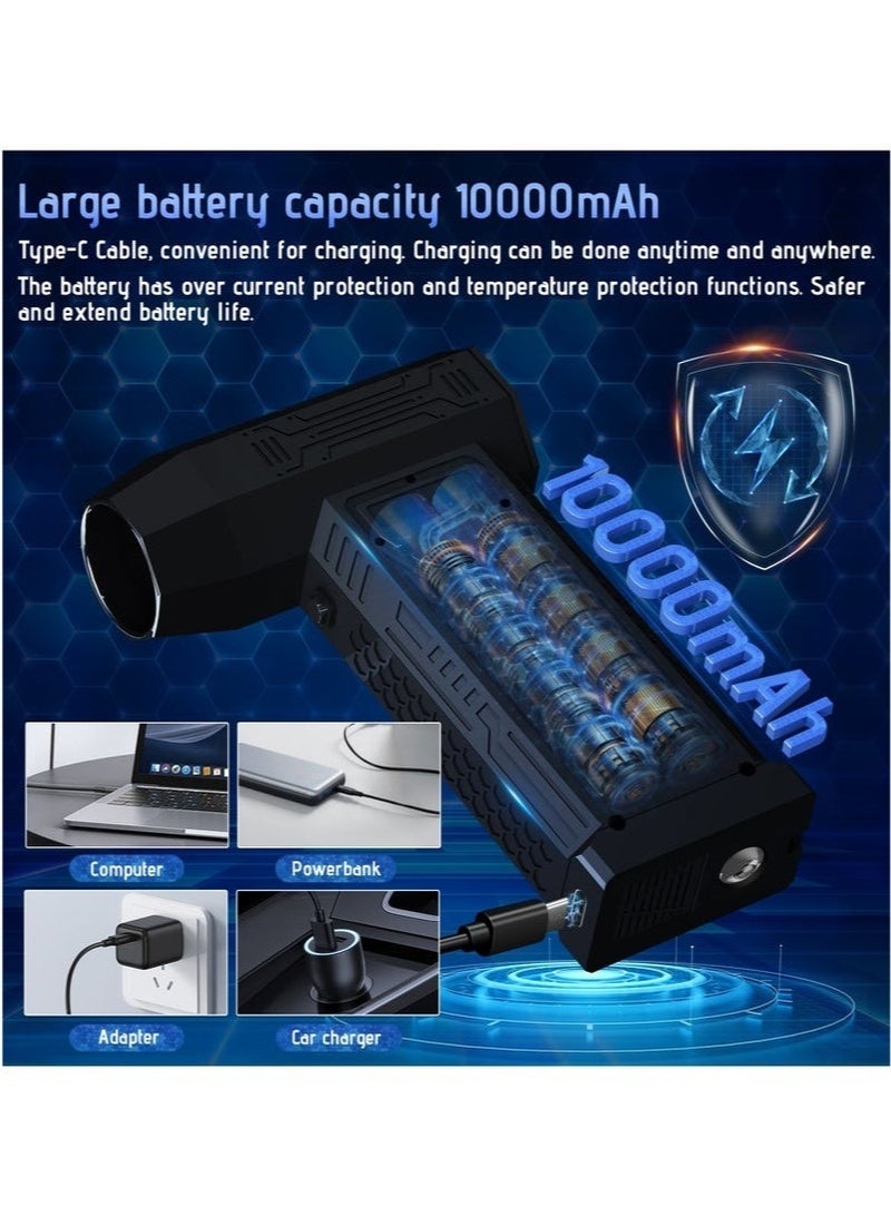 WALALLA Mini Air Blower 180000 RPM Portable Mini Jet Dry Blower, 4 Speeds Adjustable Electric Air Duster With with Flashlight 10000 mAh for Computer Keyboard,Outdoors,Car,Home - Image 3