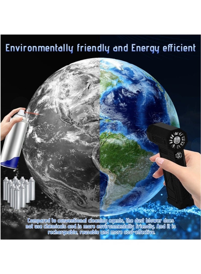 WALALLA Mini Air Blower 180000 RPM Portable Mini Jet Dry Blower, 4 Speeds Adjustable Electric Air Duster With with Flashlight 10000 mAh for Computer Keyboard,Outdoors,Car,Home - Image 5