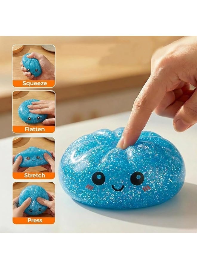 GIOIO Sugar Glitter Dumpling Squishy with Mystery Box,Viral Squishy Dumpling,Colorful Dumplings Stress Balls Fidget Sensory Balls for Kids & Adults (Blue) - Image 3