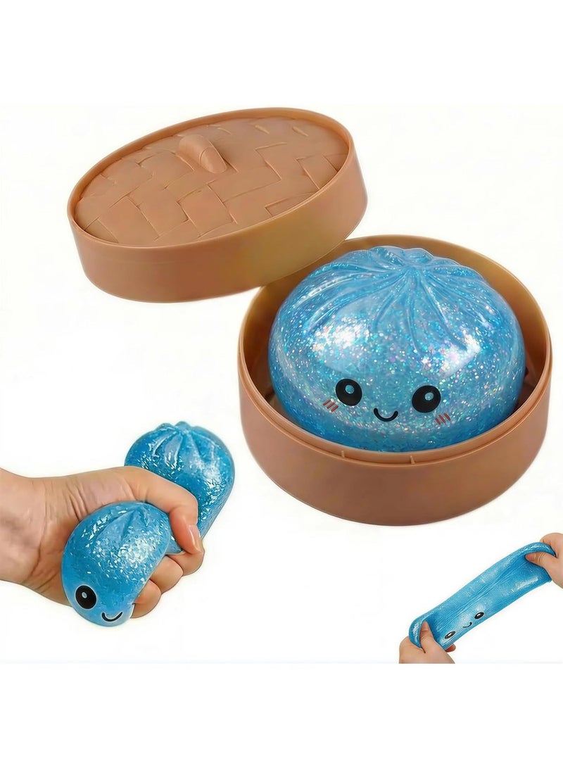 GIOIO Sugar Glitter Dumpling Squishy with Mystery Box,Viral Squishy Dumpling,Colorful Dumplings Stress Balls Fidget Sensory Balls for Kids & Adults (Blue) - Image 1