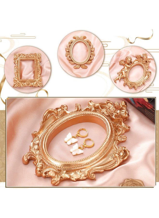 يوليجو إطار صور عتيق من يوليجو، 10 قطع، إطار صور عتيق، إطار صور مجمّع عتيق، إطارات صغيرة بيضاوية الشكل، قابلة للتعليق على الحائط لعرض المجوهرات بنفسك، ديكور منزلي، بدون زجاج أو دعامة (ذهبي) - Image 2