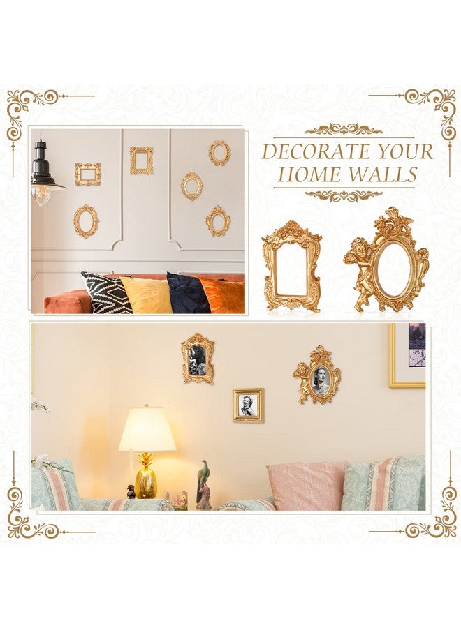 يوليجو إطار صور عتيق من يوليجو، 10 قطع، إطار صور عتيق، إطار صور مجمّع عتيق، إطارات صغيرة بيضاوية الشكل، قابلة للتعليق على الحائط لعرض المجوهرات بنفسك، ديكور منزلي، بدون زجاج أو دعامة (ذهبي) - Image 4