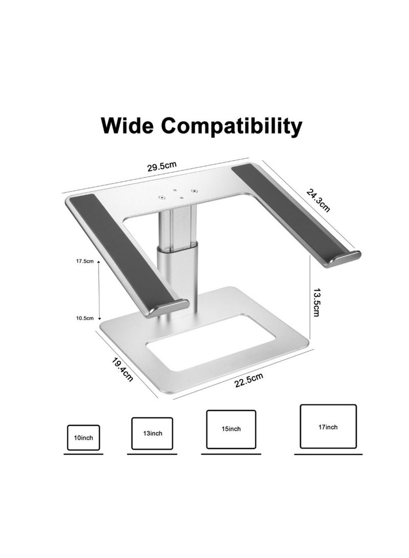 Aluminum Silver Laptop Stand with Adjustable Height - Image 3