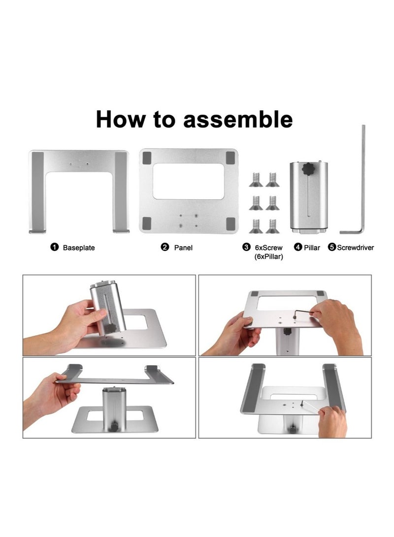 Aluminum Silver Laptop Stand with Adjustable Height - Image 5