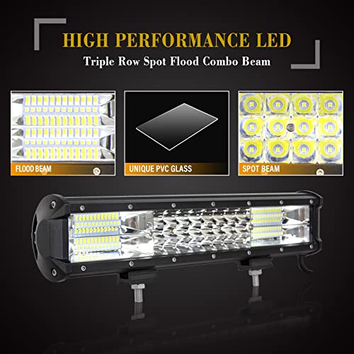 SKYWORLD 15 inch 216W Magnetic Car LED Light Bar with 12V Wiring Harness Cable Kit + Strong Magnetic Base Mounting Bracket Holder Off Road Truck SUV 4x4, Driving Fog Lights 6000K White - Image 3